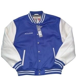 Avirex‎ USA Varsity Jacket Blue White Leather Wool XXL AVC008099 New